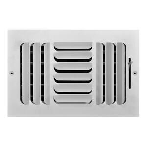 10 in. X 6 in. 3-Way Steel Fixed Curved Blade Wall/Ceiling Register in White